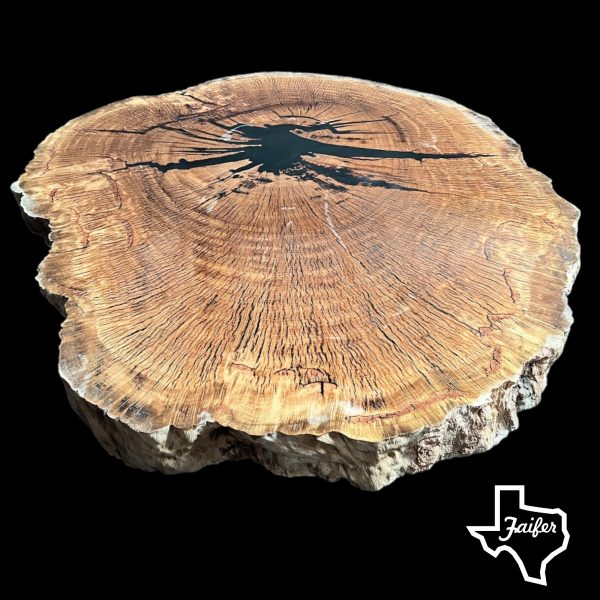 Round Oak Slab with Black Epoxy