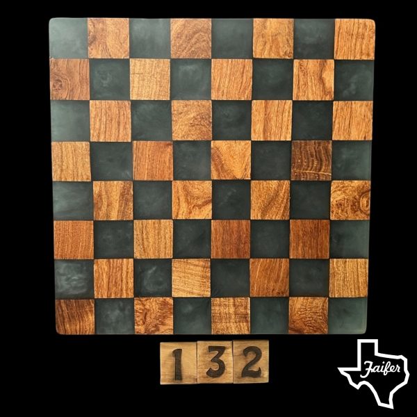 Item 132 Chess/Checker Board with Smokey Black Epoxy