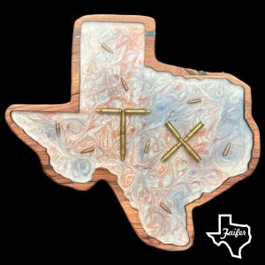 Item #Mesquite/Epoxy Texas Lazy Susan<br>20 1/4" x 18 1/2"